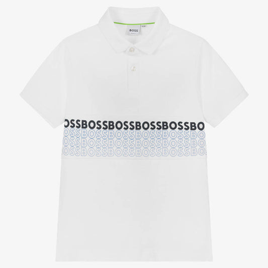 BOSS White cotton polo shirt