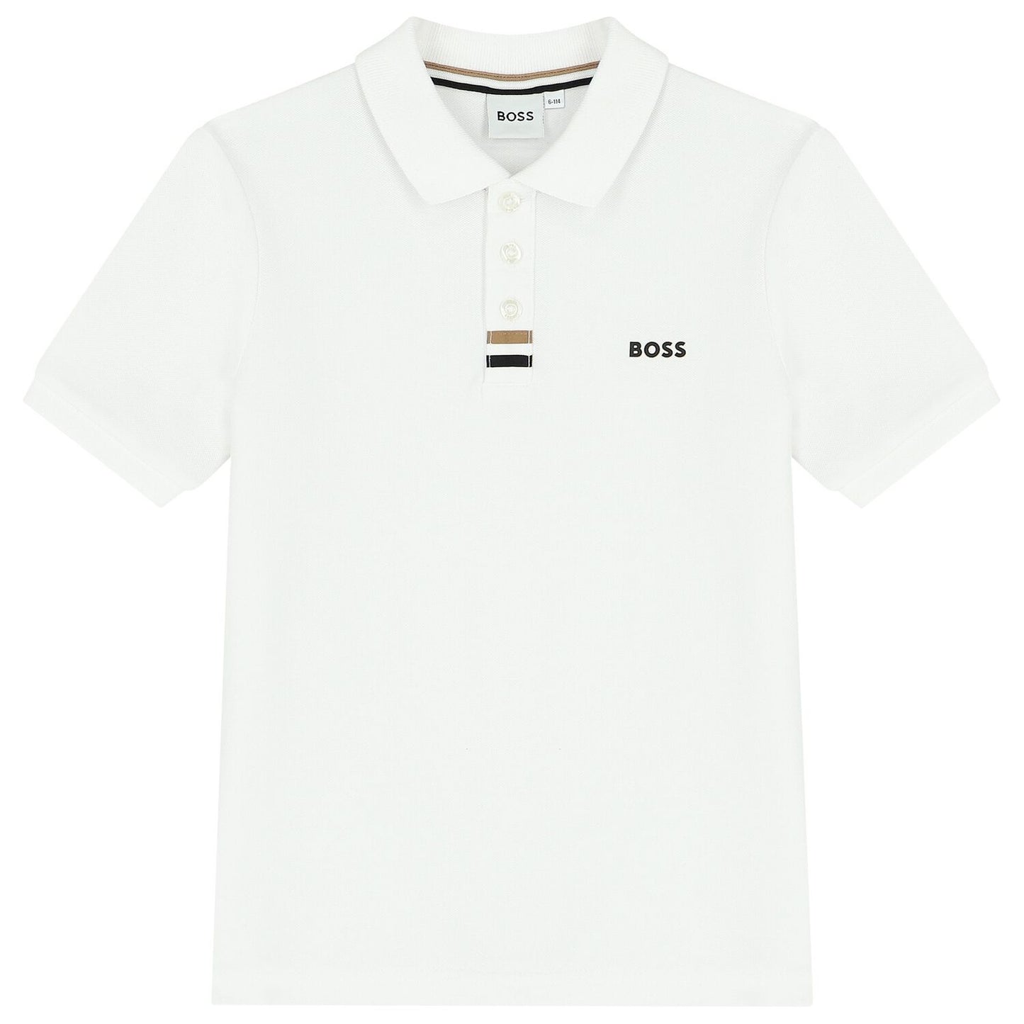 BOSS Boys White Logo Polo Shirt