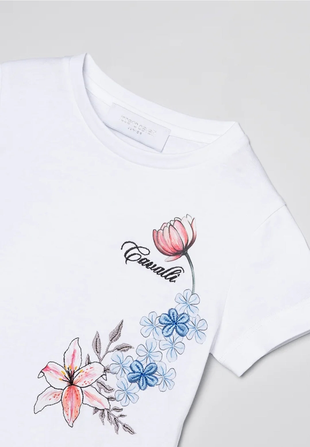 Flower-Print Logo-Embroidered T-Shirt