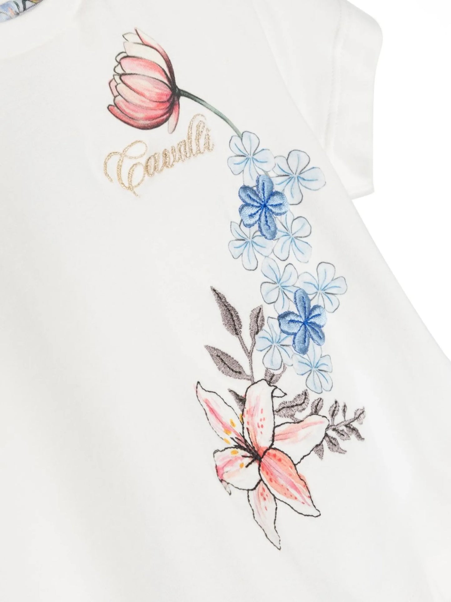 Flower-Print Logo-Embroidered T-Shirt